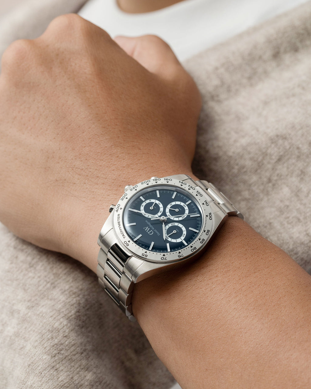 Iconic Tachymeter 3-Link Arctic Silver