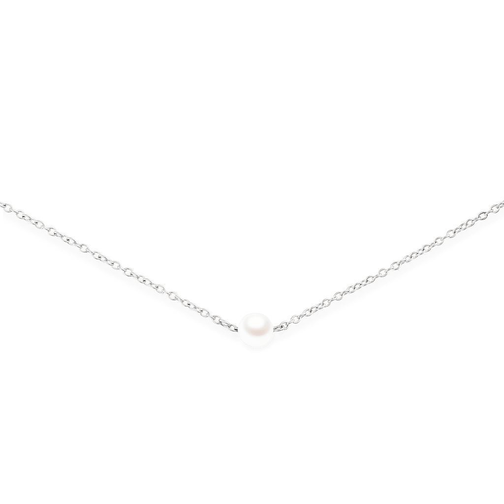 Pearl Step Necklace Silver