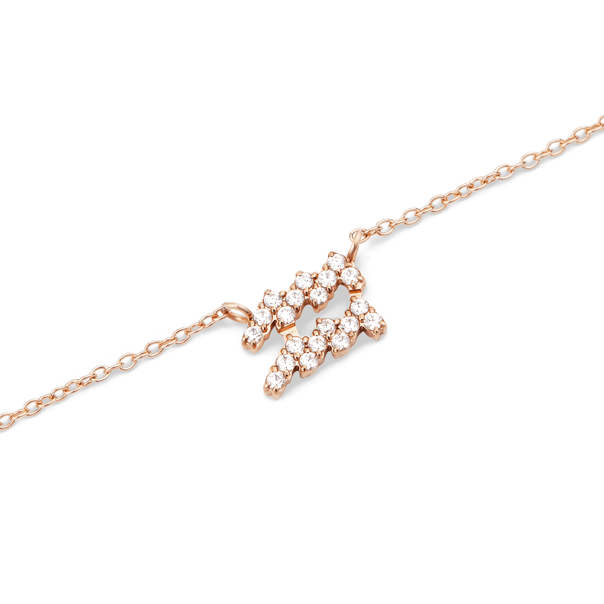 Crystal Zodiac Chain Necklace Rose Gold