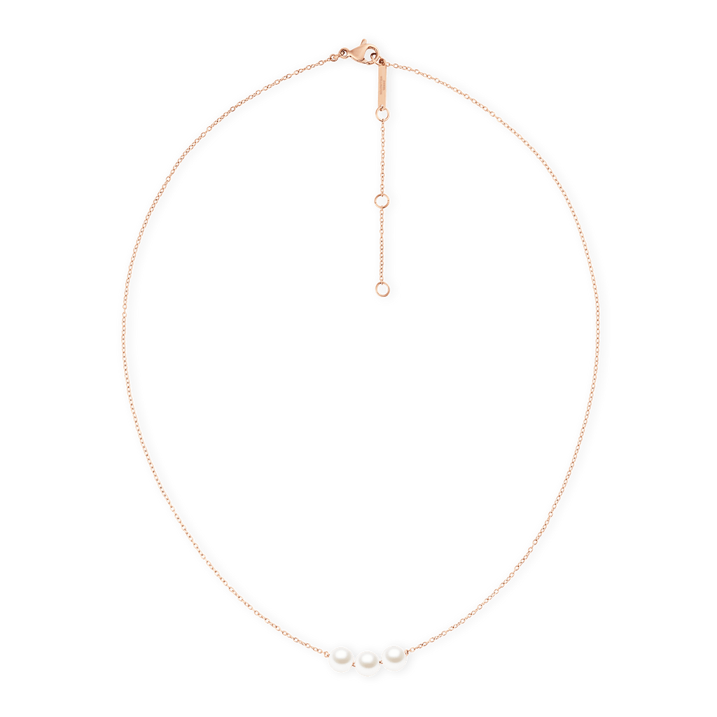 Pearl Trio Necklace Rose Gold
