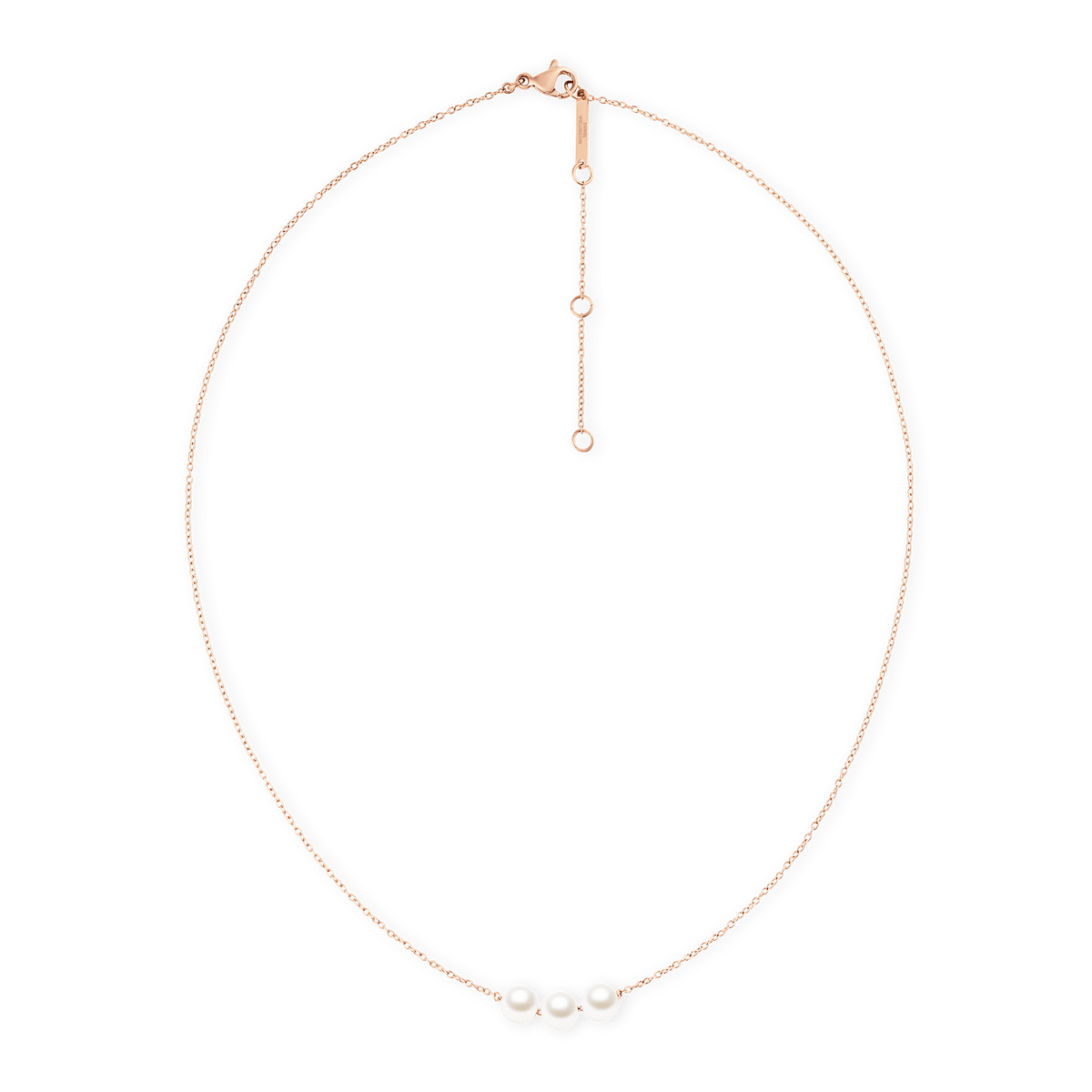 Pearl Trio Necklace Rose Gold