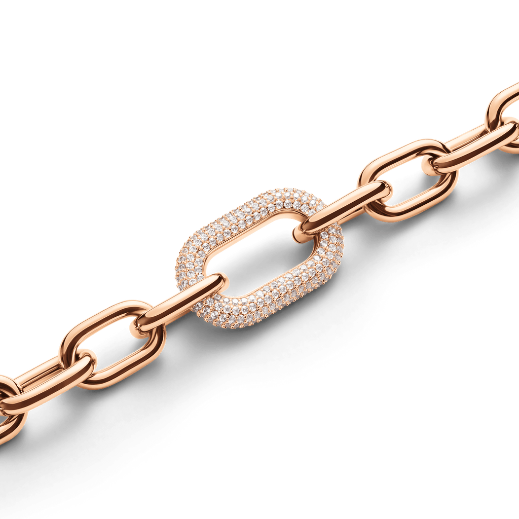Crystal Link Necklace Rose Gold