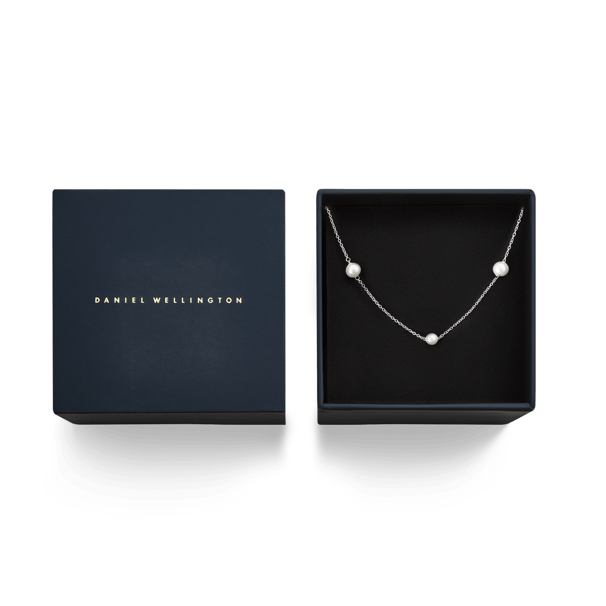 Pearl Step Necklace Silver