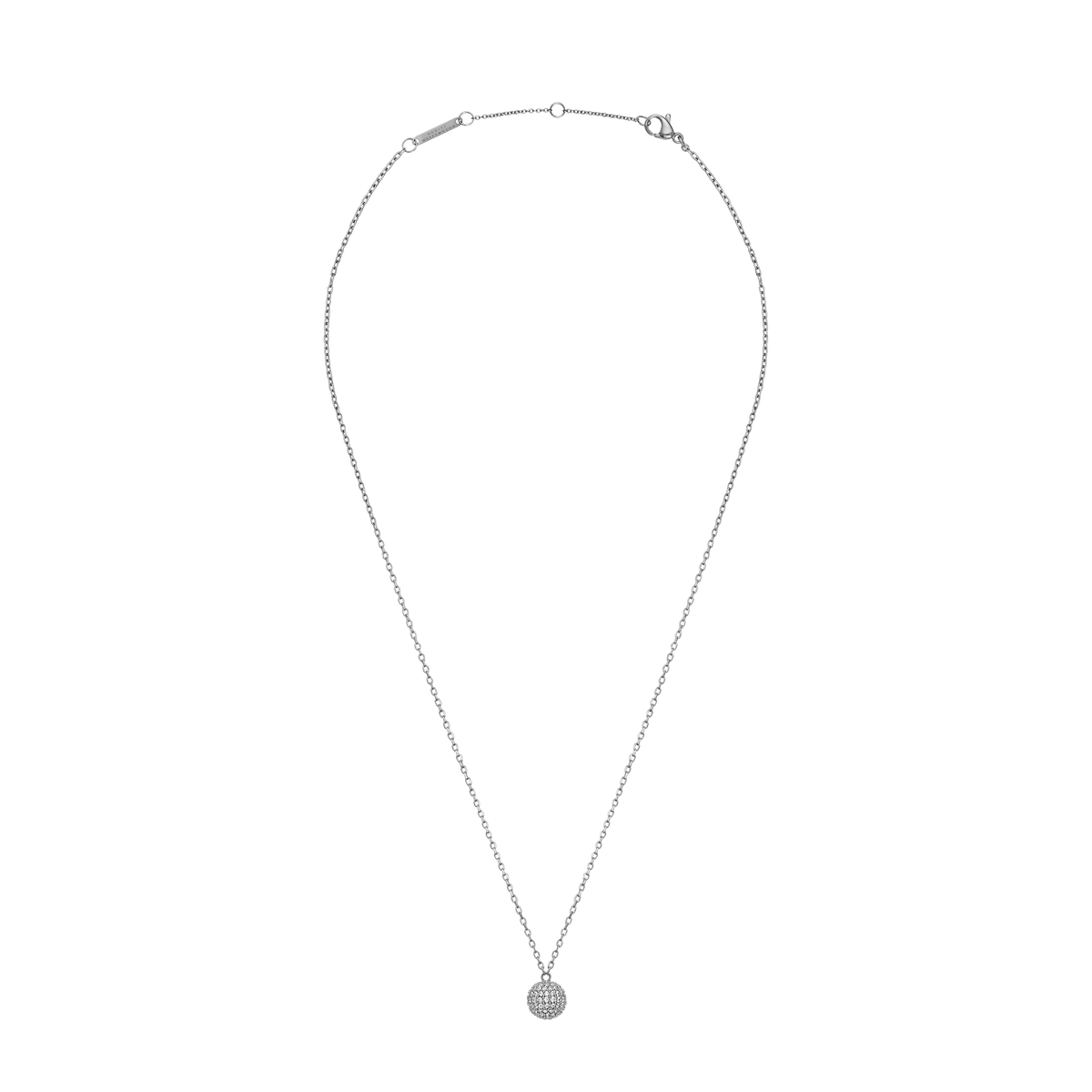 Pavé Crystal Pendant Necklace Silver