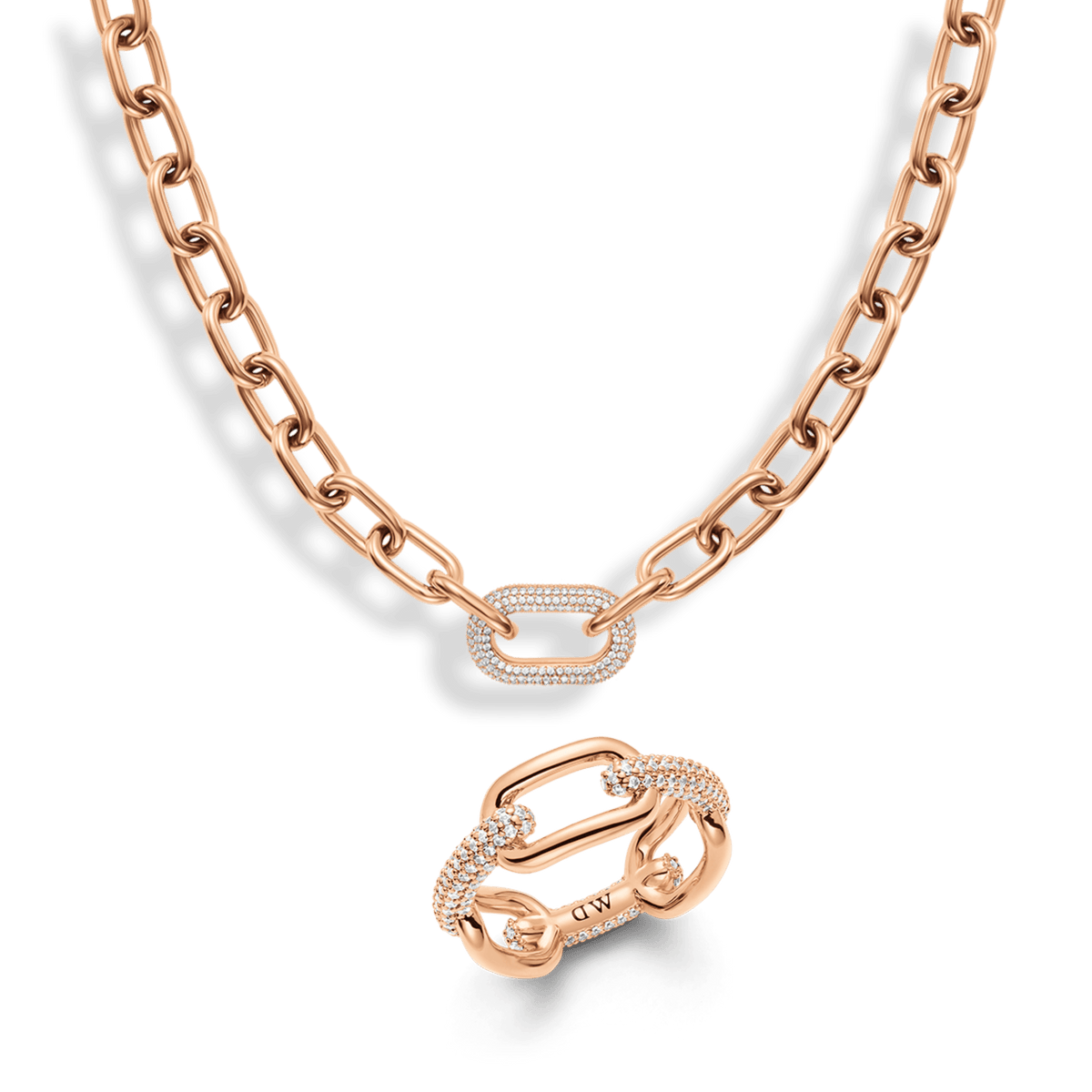 Crystal Link Ring, Necklace & Bracelet Rose Gold