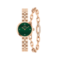 Elan Lumine Malachite & Crystal Link Bracelet Rose Gold