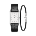Bound Black Crocodile & Sheffield Bracelet Silver