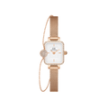 Quadro Mini Lumine Bezel & Pave Crystal Pendant Bracelet Rose Gold