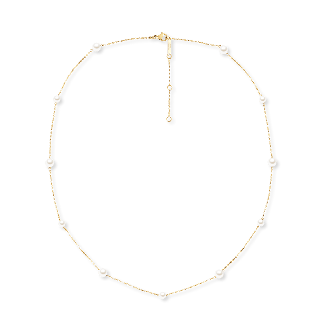 Pearl Step Necklace Gold
