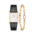 Bound Black Crocodile & Crystal Link Bracelet Gold