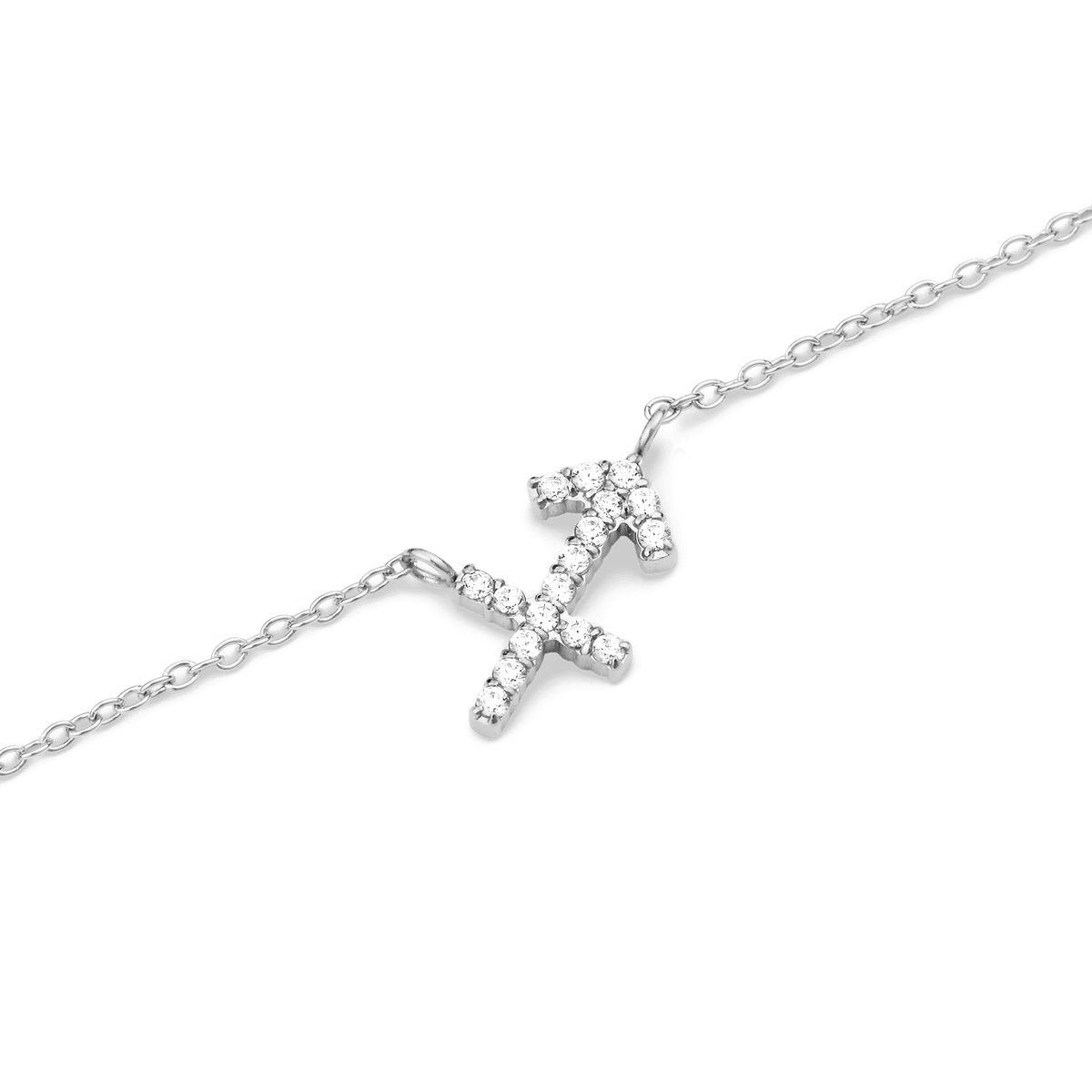 Crystal Zodiac Chain Necklace Silver