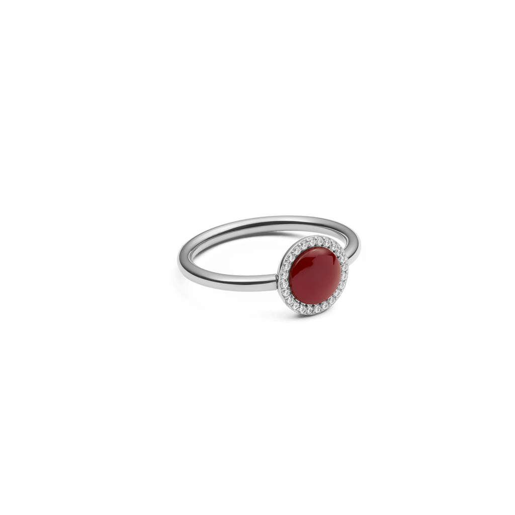 Audrey Ring  Red Agathe Silver