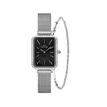 Quadro Bezel & Twisted Bracelet Set Silver