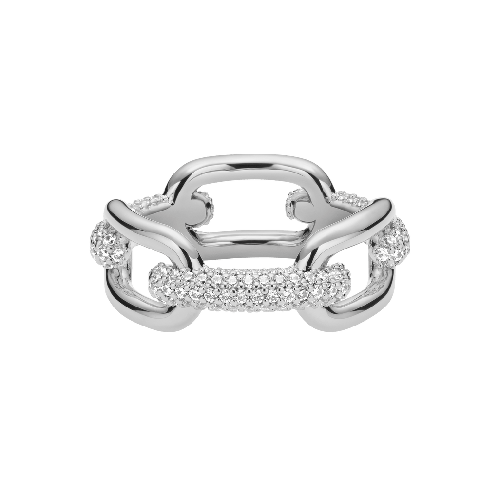 Crystal Link Ring Silver